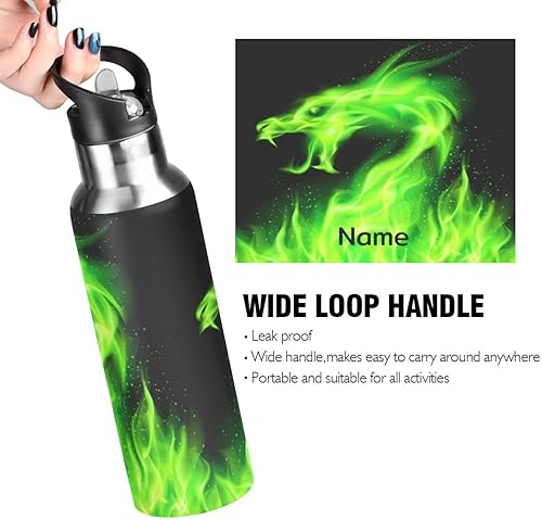 Miniatura 3 de xigua Botella de agua deportiva aislada de acero inoxidable de 22 onzas con tapa de popote, botellas térmicas a prueba de fugas para mantener el