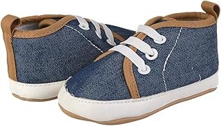 حذاء رياضي من الألياف الصناعية للأولاد، كحلي وبني، للأولاد بعمر 9-12 شهرًا من ميكس اند ماكس