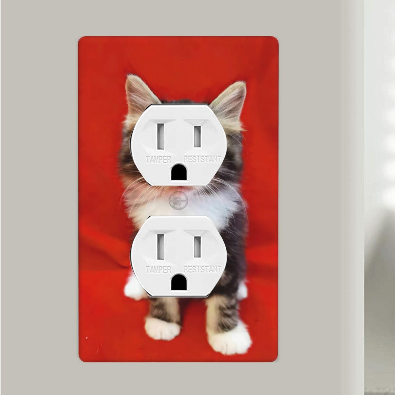 Beautiful Cat Duplex Receptacle Outlet Covers, 1-Gang Standard Size Wall Plates Unbreakable Polycarbonate Electrical Switchplate Cover Faceplate for Bathroom Kitchen Decor