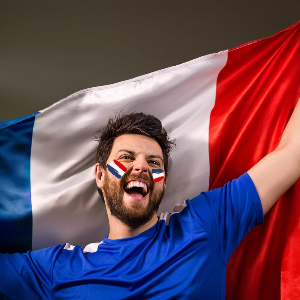 NAVESO Maquillage Bleu Blanc Rouge, 3 Stick Maquillage Bleu Blanc Rouge, Supporter France EM 2024, Crayon de Maquillage France, Kit Supporter France, Drapeau France Maquillagem pour France EM 2024