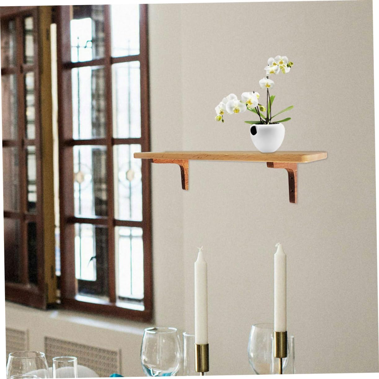 2Pcs Heavy Duty Shelf Bracket Durable Wooden Corner Support Decorative Wall Mount Bracket for Shelves for Home Office Use Space Saving Design