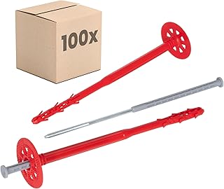 PROTEKTOR Dämmstoffdübel 100 Stück Ø10x260mm mit Stahlnagel für WDVS und Fassadendämmung, ETA-zertifizierte Schlagdübel Fassadendübel Tellerdübel für alle Nutzungskategorien