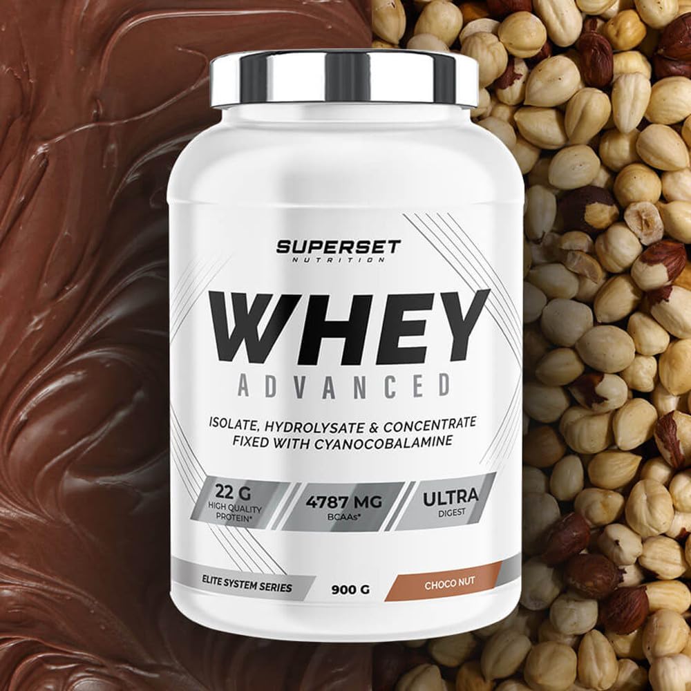 Superset Nutrition | 100% Whey Proteine Advanced (900g) | Whey protéine | Protéine à assimilation optimisée - Choco-Nut