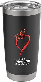 I'm A Survivor Stroke Awareness Heart Support Stroke Stainless Steel Insulated Tumbler