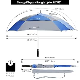 G4Free Extra Large Golf Umbrella 62 inch Square Vented Windproof Auto Open Double Canopy Oversized Stick Umbrella