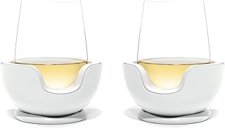 VoChill Stemless Wine Glass Chiller | Keep the Chill In Your Glass | Made In USA | Separable & Refreezable Chill Cradle | Actively Chills Stemless Glassware | Quartz, Pair Stemless