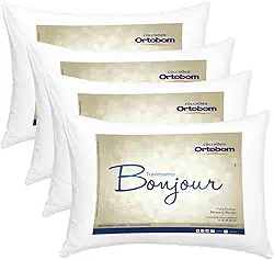 Kit Travesseiros 04 Peças Bonjour Fibra Siliconizada em Microfibra 70cm x 50cm - Ortobom