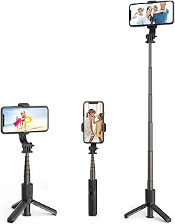 Cuifati 自動顔追跡三脚、360°回転顔ボディ追跡電話ホルダー、調節可能な自撮り棒三脚スタンド、リモコン付き、手ぶれ防止、最大31.5インチ