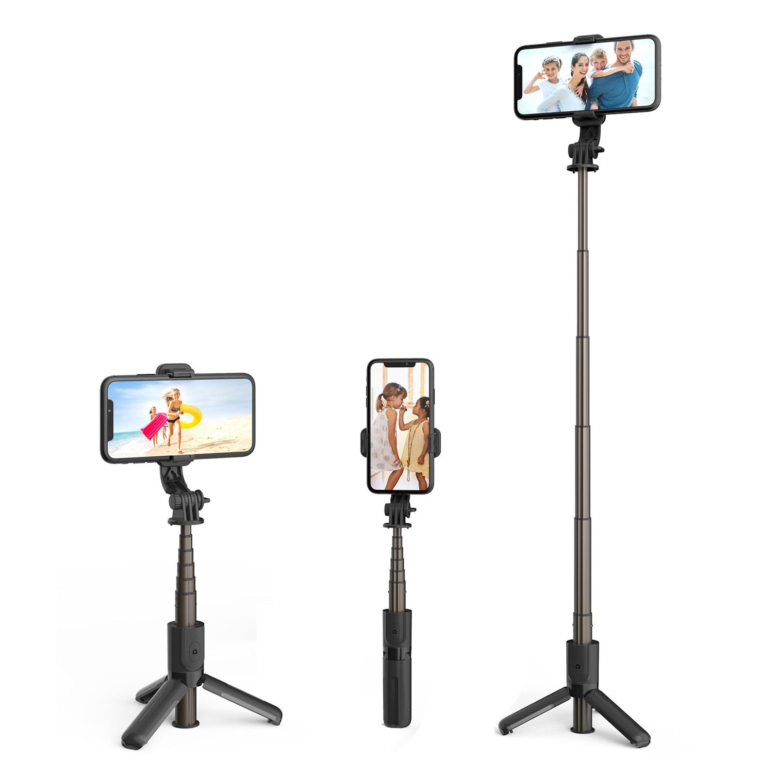 Stabilizzatore per Selfie Stick per Telefono con Telecomando, Treppiede con Rotazione a 360° per Registrazione Video in Streaming Live, Asta in Lega di Alluminio Estensibile da