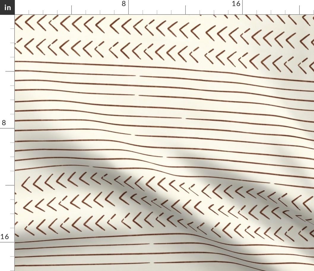 Spoonflower Fabric - Rust and Cream Abstract Geometric Modern Farmhouse Weathered Look Boho Printed on Petal Cotton Fabric Fat Quarter - Sewing Quilting Apparel Crafts Decor