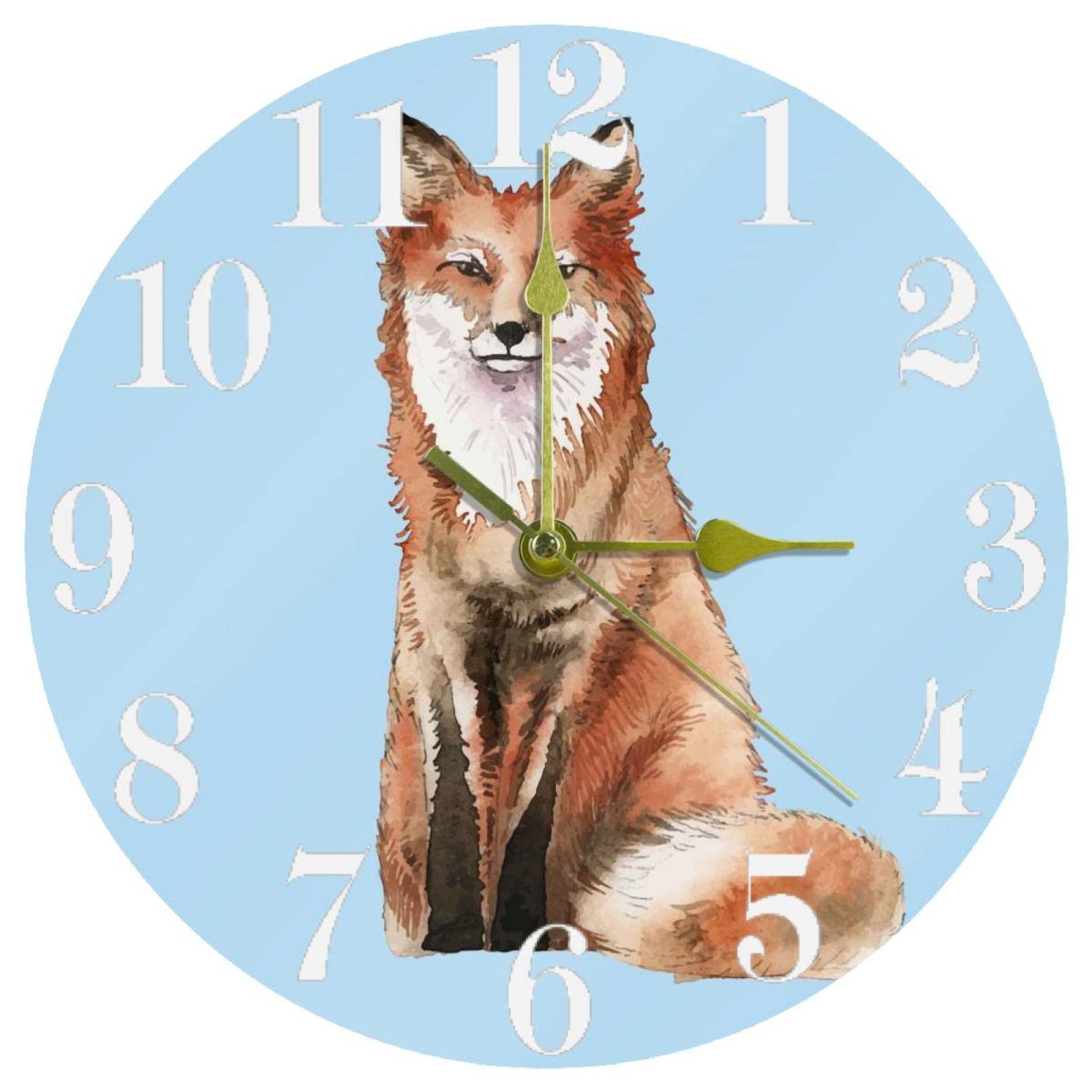 Horloge murale aquarelle renard pour décorer la cuisine ou le bureau