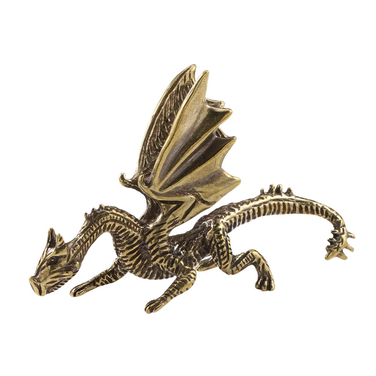Yixannx Brass Dragon Figurine Uniquely Crafted Ornaments Beautifully Executed Accent For Desk Bedroom Or Garden Flying Dragon Statue Desktop Decor For Bedroom