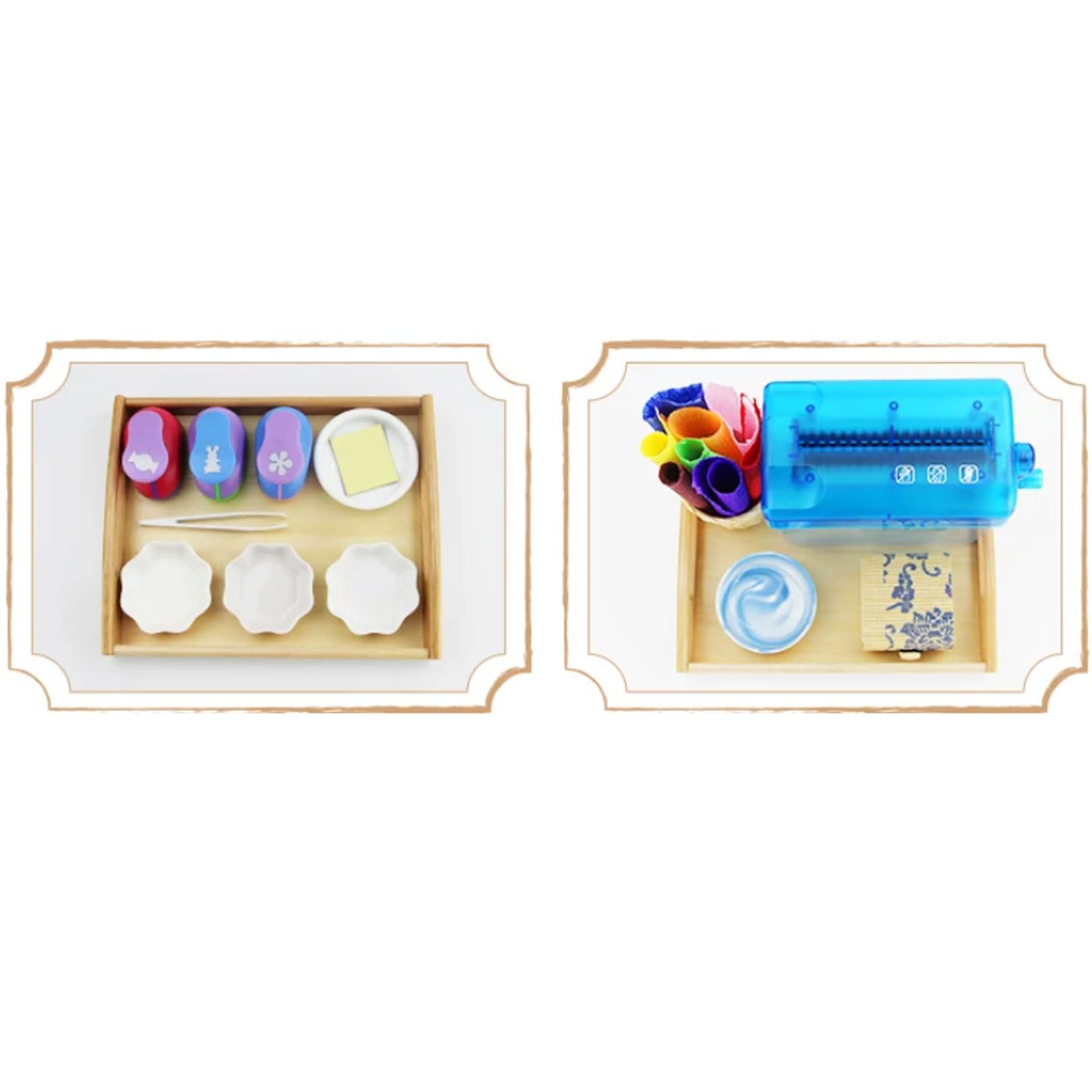Set attività Vita Pratica Montessori L'Arte (Senza Materiali cartacei) | Set di Attività di Vita Pratica Artistica Montessori, Mini Perforatrice e Vassoio Manuale per Distruggere la Carta