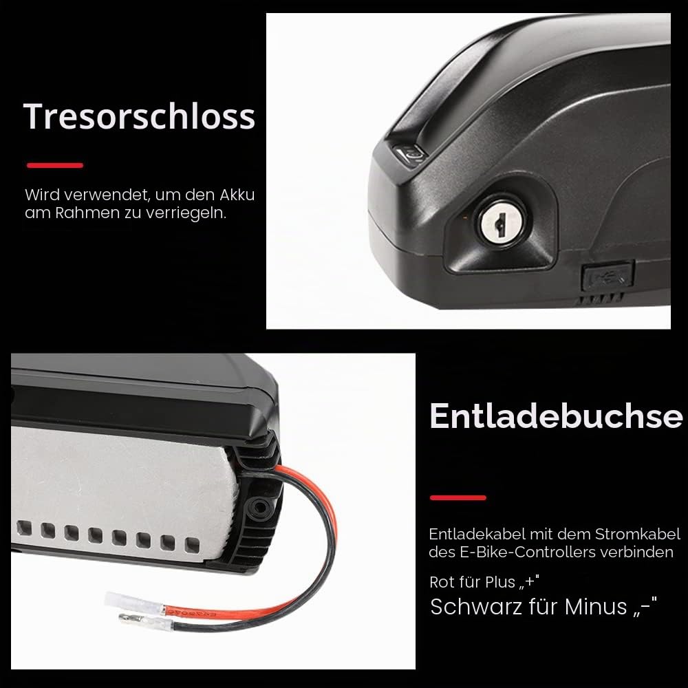 SEASON 36V 48V 52V Ebike Akku Hailong 13-20Ah Ebike Batterie passt für Elektrofahrrad 1000W / 750W / 500W, Lithium-Ionen-Akku 4-Pins mit Ladegerät