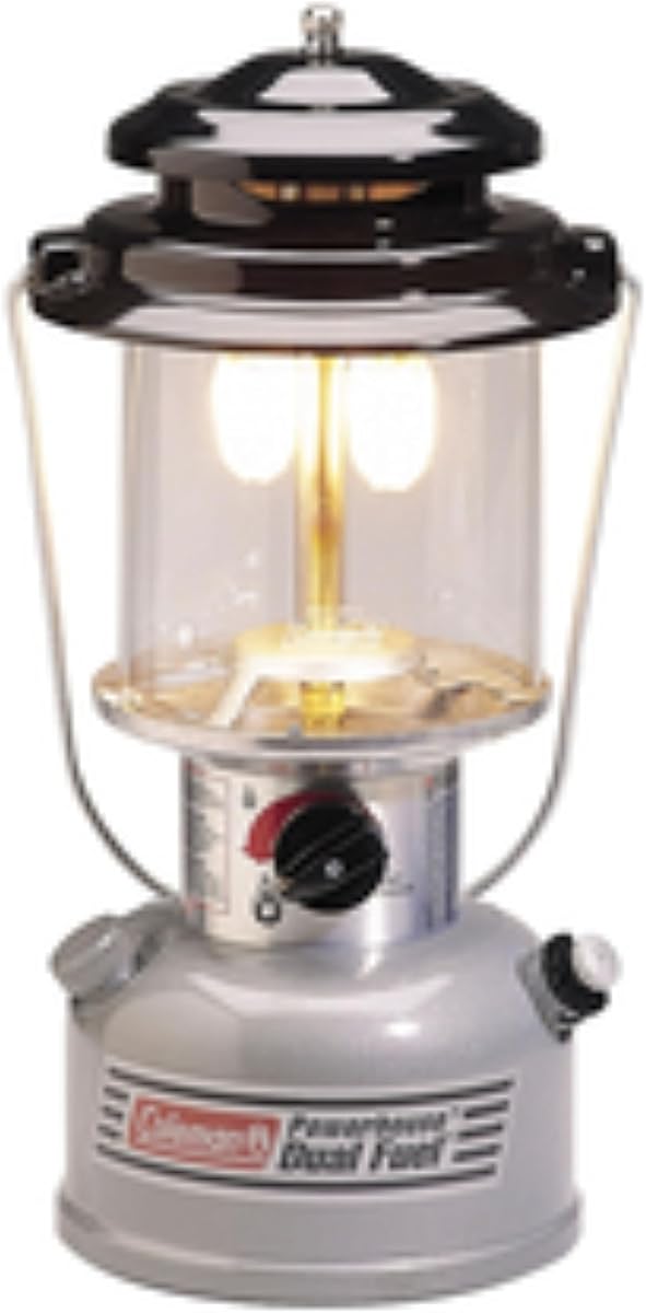 Coleman Powerhouse Dual Fuel Lantern Shines up to 800 Lumens 2-Mantle Lantern Uses Coleman Liquid Fuel or Gasoline with Adjustable Brightness Carry Handle Mantles & Funnel Included