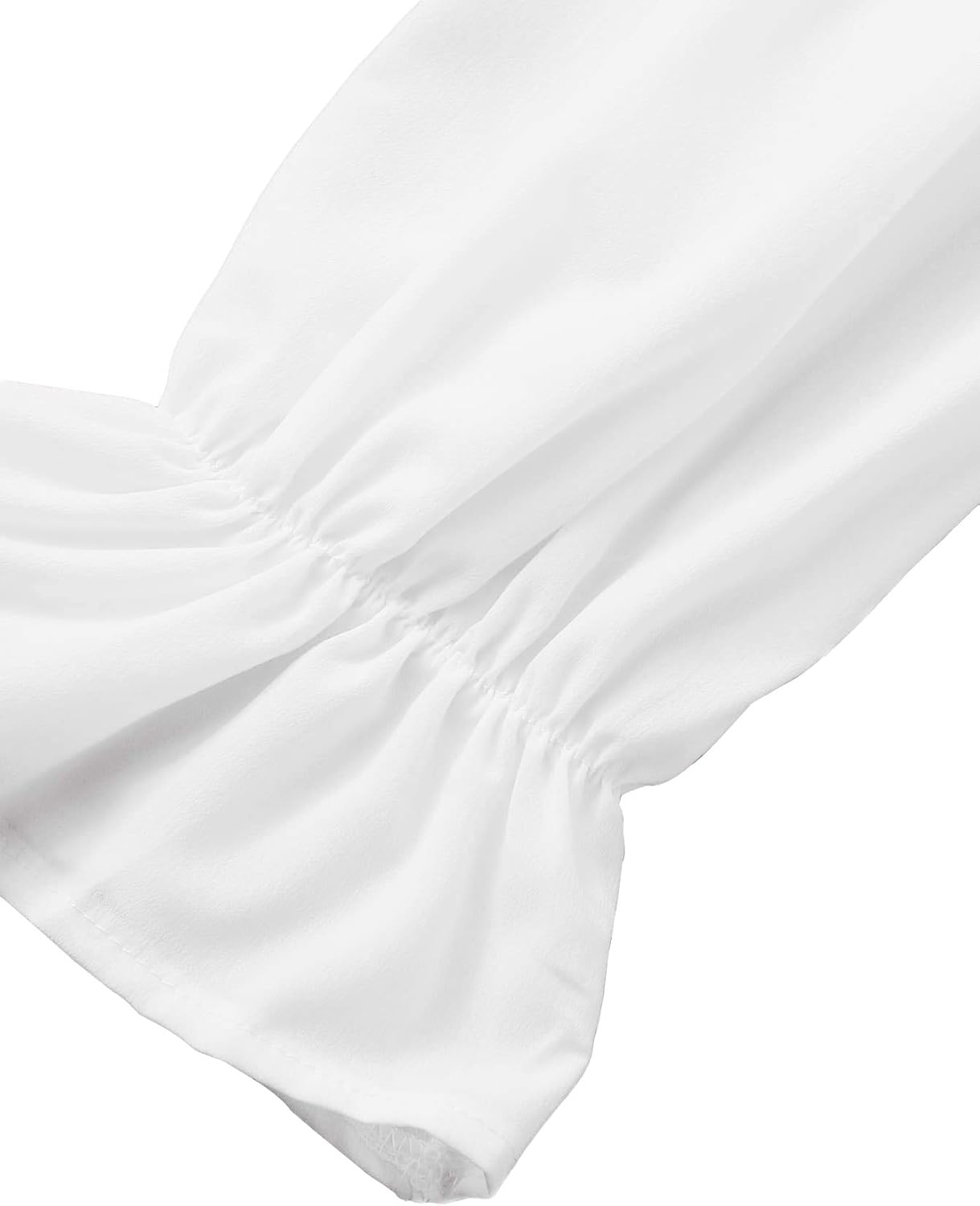 LYANER Women's Off Shoulder Puff Long Sleeve Ruffle Ruched Trim Tube Crop Top Blouse Pure Black X-Large - Image 4