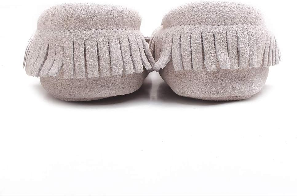 Delebao Unisex Baby Soft Sole Tassels Crib Shoes Moccasins Loafers 3-6 Months Suede Leather Slippers