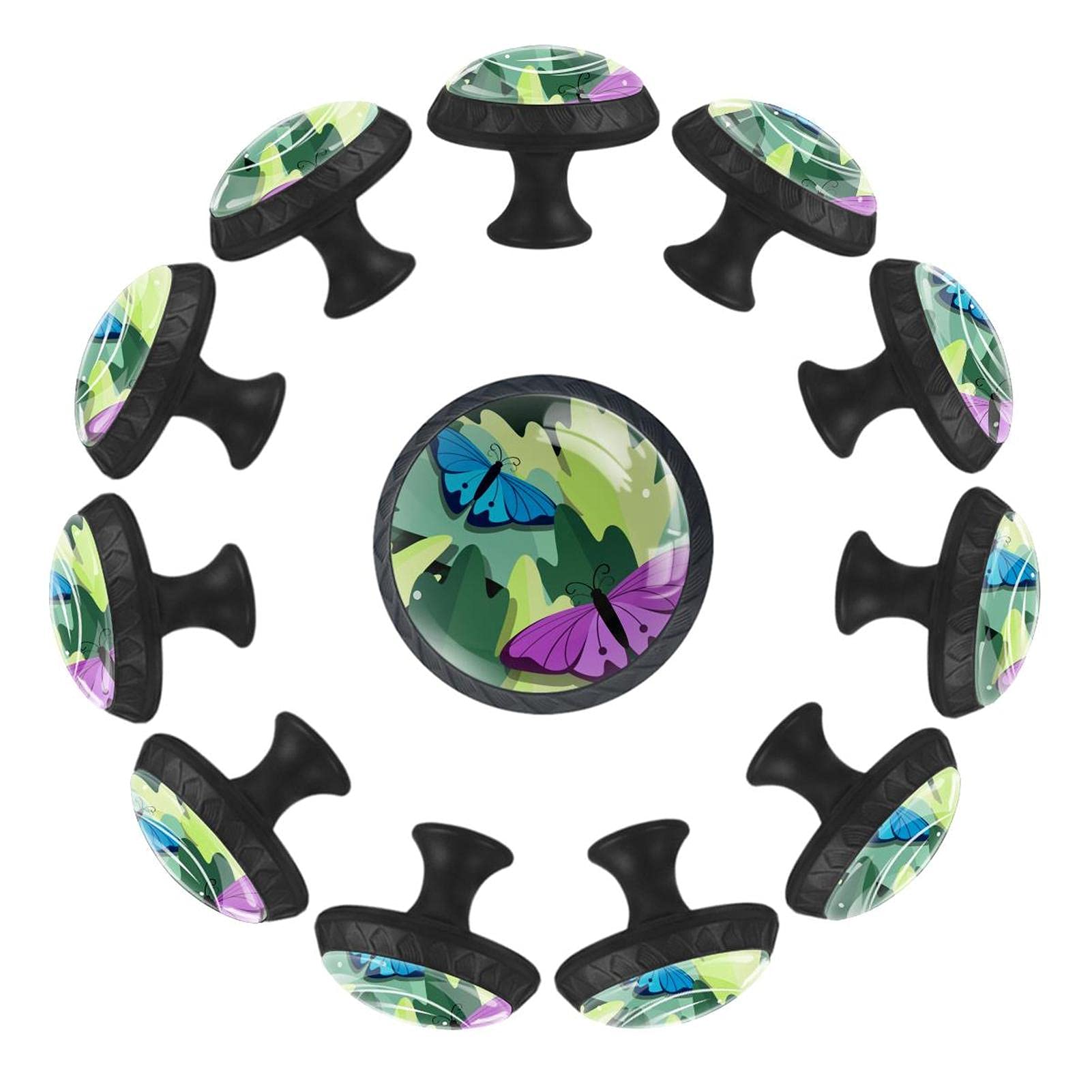 Boutons de tiroir papillon vert 35 mm : lot de 12 poignées pour meuble de crèche
