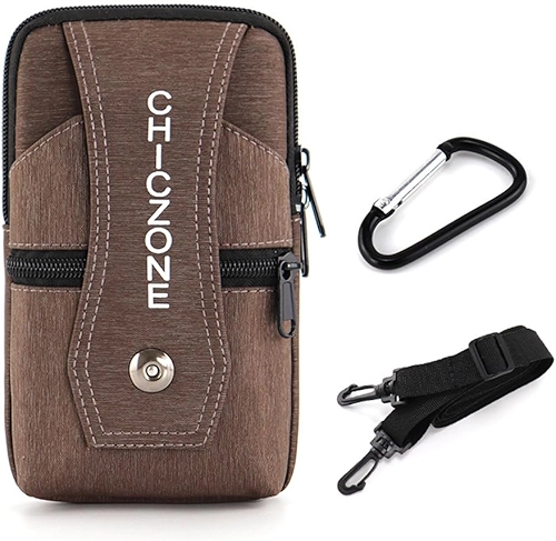 Pochete masculina, bolsa de cintura transversal, bolsa de cinto para viagem, caminhada, caminhada, ciclismo, fácil de carregar qualquer telefone, carteira, Marrom, marrom