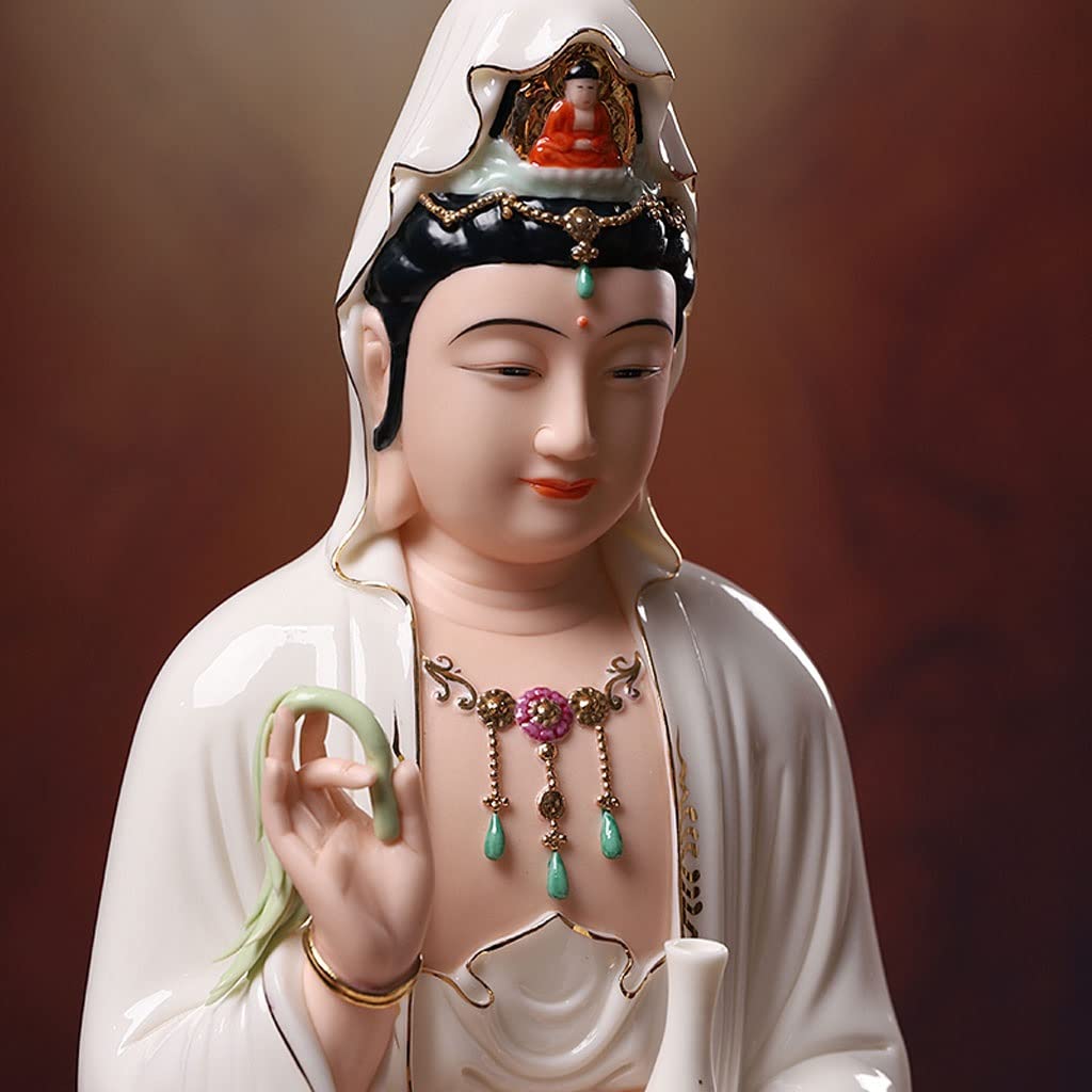 Estatua de Buda Interior Zen Ceramic South China Sea Guanyin Bodhisattva Estatua de Buda Home Worship Guanyin Buddha Estatua Decoración Decoración de meditación(M)