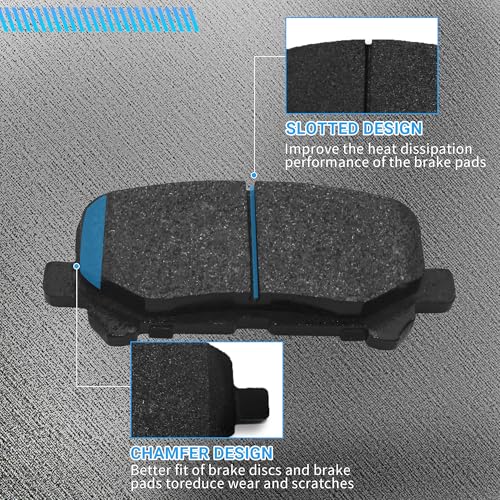 Image of Brake Pads Rear Set Compatible with Acura MDX ZDX, Honda Odyssey Pilot Automotive Replacement Rear Brakes Semi-Metallic D1281