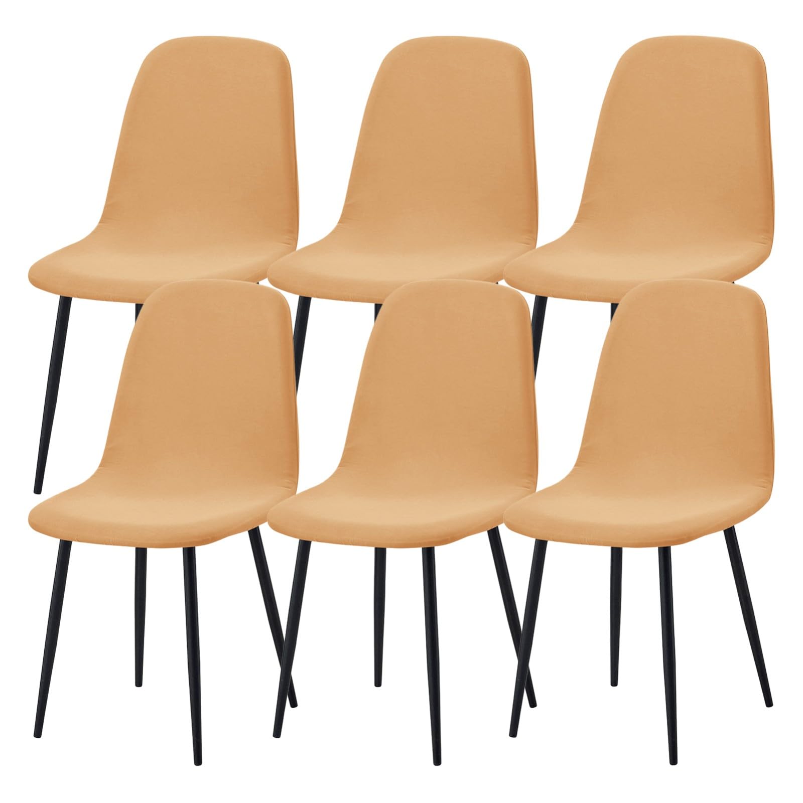 Housse de chaise de salle à manger coquillage camel, lot de 6 amovibles