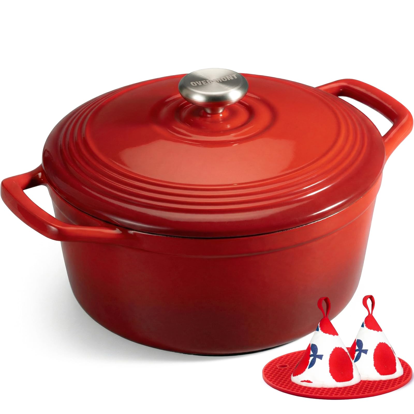 Overmont Enameled Cast Iron Dutch Oven - 5.5QT Pot with Lid Cookbook