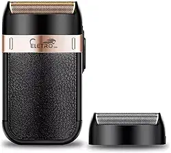 Barbeador Elétrico Profissional Shaver Recarregável Bivolt EL-5109 - Lâminas Rotativas, Uso Sem Fio, Fácil de Limpar - Preto e Dourado