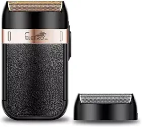 Barbeador Elétrico Profissional Shaver Recarregável Bivolt EL-5109 - Lâminas Rotativas, Uso Sem Fio, Fácil de Limpar - Preto e Dourado