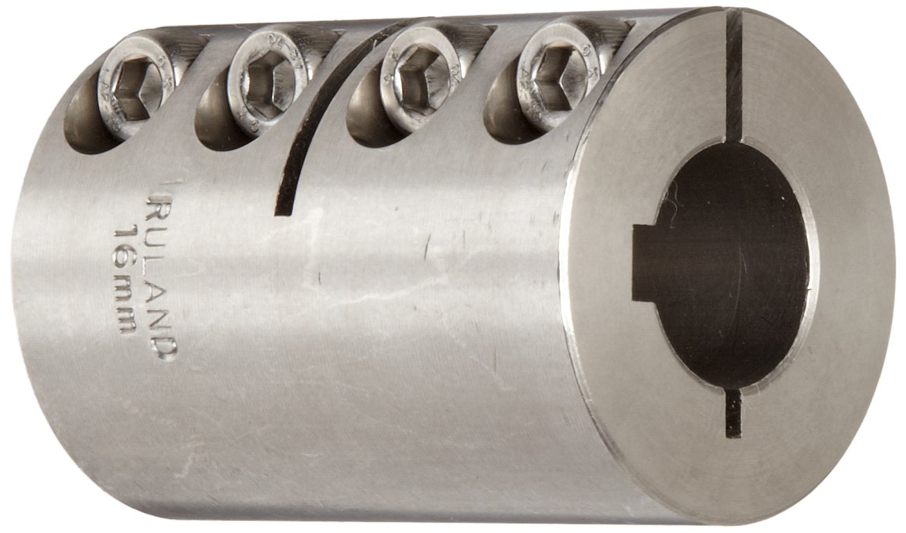 Ruland MCLC-40-40-SS One-Piece Clamping Rigid Coupling with Keyway, Stainless Steel, Metric, 40mm Bore A Diameter, 40mm Bore B Diameter, 77mm OD, 108mm Length, 12mm x 12mm Keyway Width