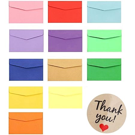 Amazon フェリモア ミニ封筒 ミニレター カラー封筒 招待状 案内状 メッセージ 封印シール付き 12色 1枚セット 挨拶状封筒 文房具 オフィス用品
