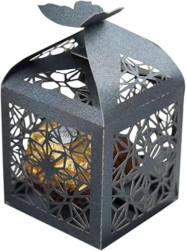 Miniatura 7 de Efavormart - 25 cajas de dulces de regalo con estampado de encaje con estampado de mariposa marfil