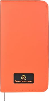Leather 5 Scissor & Shear Storage Case for Hairstylist - Hairdresser -Scissor Holder Perfect for home-saloon use Orange