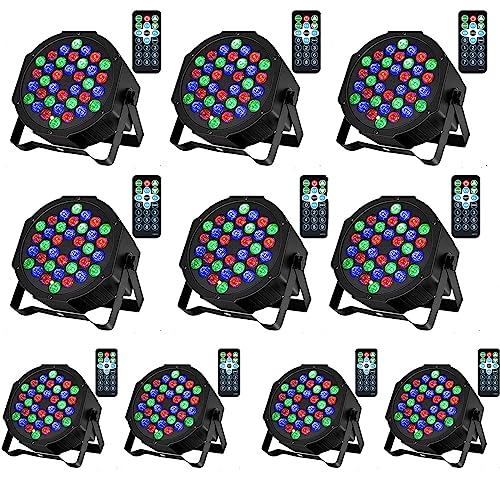 Litake DJ Par Lights, RGB 36 LED Stage Lights Sound Activated,Remote & DMX Controlled LED Uplights,7 Modes Uplighting for Dance Party Church Wedding Birthday Holiday Music Show-10 Pack