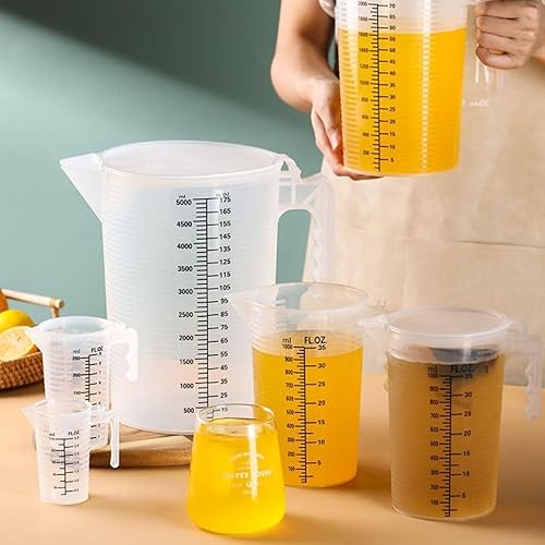 Miniatura 4 de Vasos medidores de plástico con asa, taza medidora de líquido transparente, jarra de vertido para harina y aceite en polvo, hornear, líquido, uso en