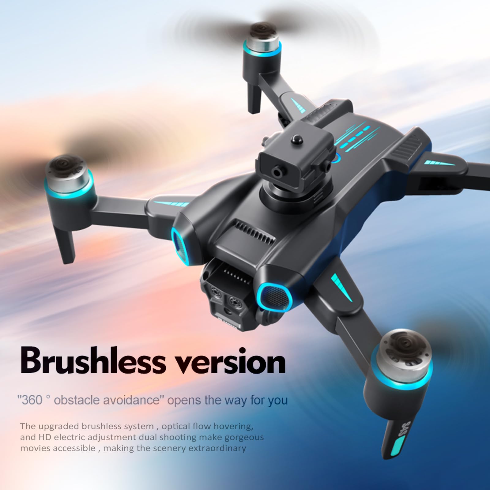 Drone con fotocamera per bambini e adulti, quadricottero pieghevole con controllo motore senza spazzole con ribaltamenti 3D Localizzazione ottica Fotografia gestuale per (Batteria 6K3)