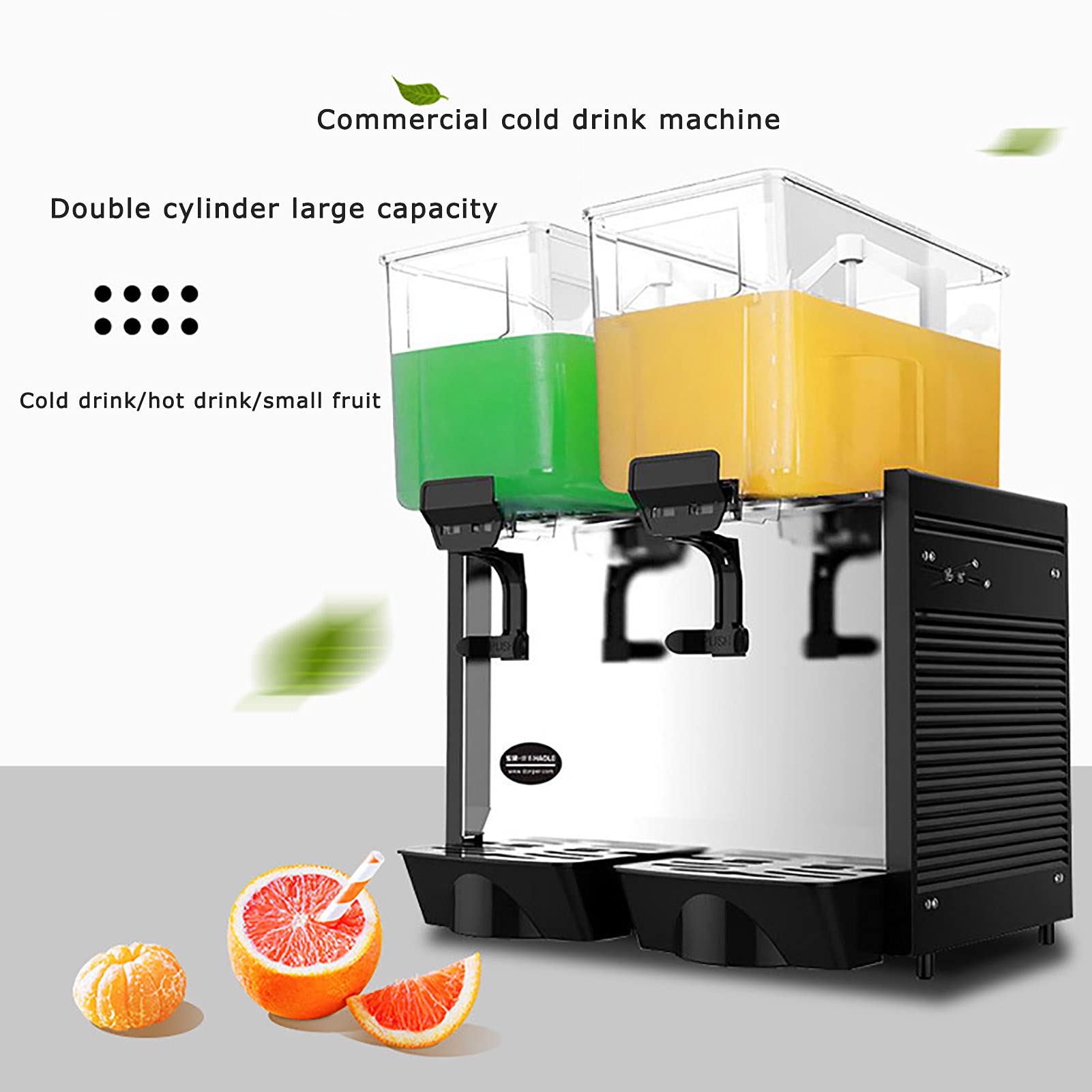 Máquina dispensadora de Bebidas Máquina de granizados Comercial Máquina de Bebidas frías de Doble Cilindro Caliente y fría Máquina de Jugo de Restaurante Acero Inoxidable para supermercados Cafés Re