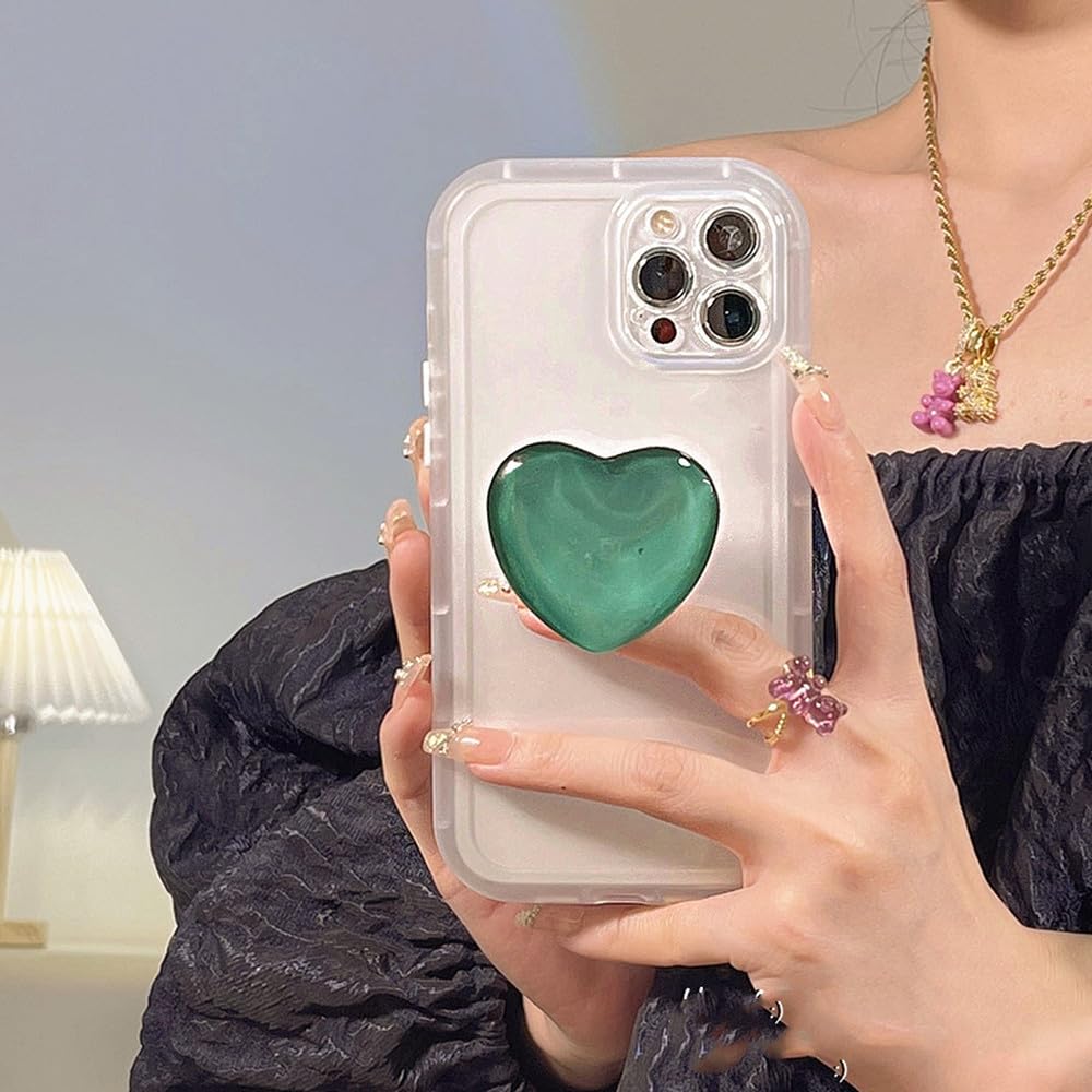 Coque antichoc iPhone 13 12 Pro Max transparente avec support cœur A intégré
