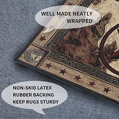 Western Kitchen Rugs And Mats Set Of 2, Non-Skid Soft Absorbent Texas Star Kitchen Mats Set For Floor, Rustic Farmhouse Comfort Runner Rug Carpets For Sink, Laundry, Hallway, Dinning Room, Office #TOP4