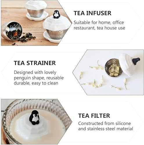 Miniatura 3 de Difusor de filtro de té pingüino de frutas de acero inoxidable fino para amantes de la bola, flor, intervalo suelto, acero, lindo, verde, forma de