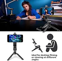 Vista 4 de Zeadio Mini estabilizador de agarre para trípode para smartphone, trípode de escritorio con soporte para teléfono, se adapta a todos los teléfonos