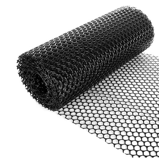 TORIS Plastic Chicken Wire Mesh Hexagonal Plastic Poultry Netting Extruded Plastic Chicken Wire Fence PVC Coated Plastic Poultry Netting (0.4m4m=1.3ftX13.1ft, Black)