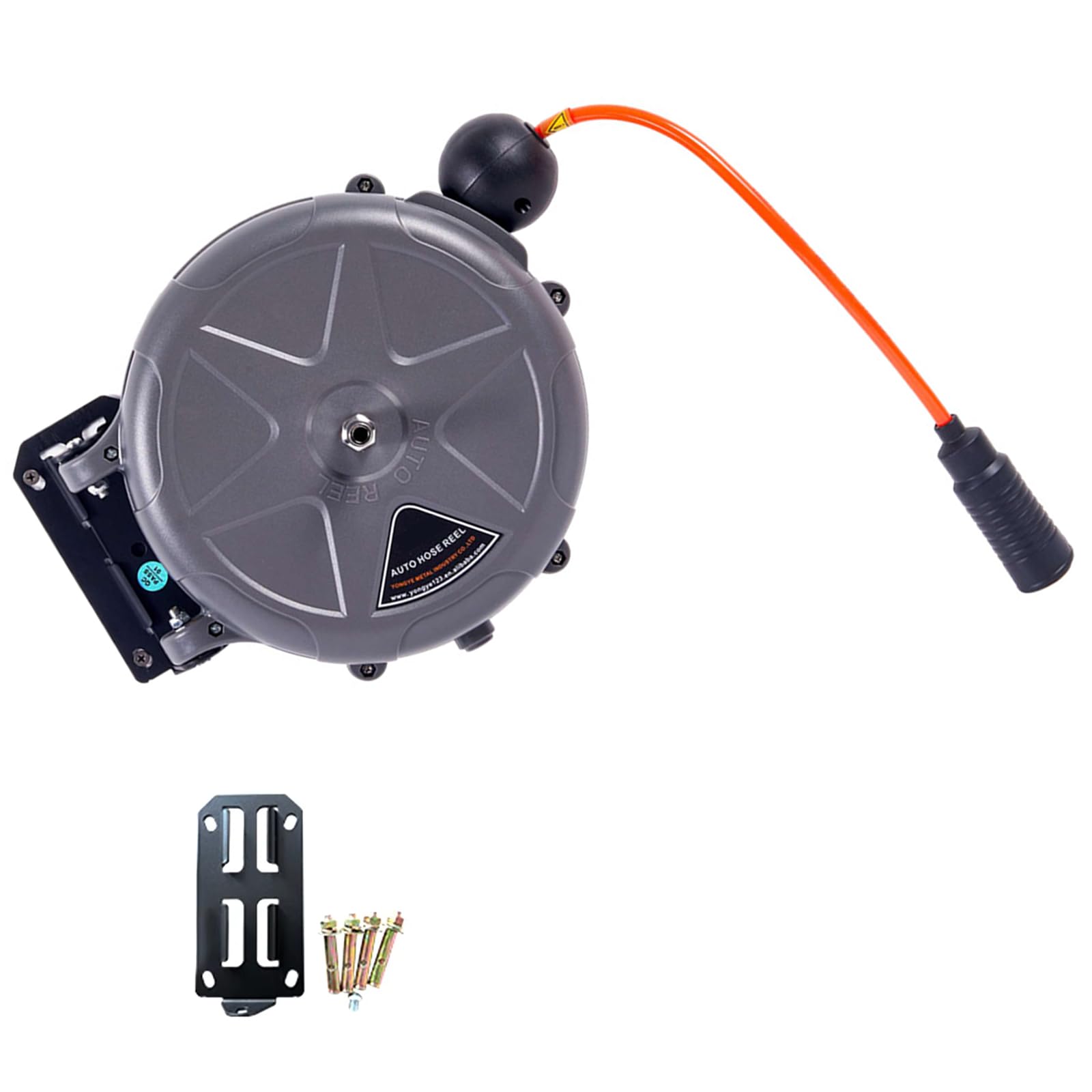 Msioytog Grey Automatic Retractable Air Hose Reel Slow Retraction With 10M Air Hose For Workshop Garage Garden Outdoor Car Washing Automatic Reel