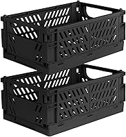 Vista 11 de Tixill Paquete de 2 mini cestas de plástico plegables para organización y almacenamiento, cajas de almacenamiento plegables para el hogar, cocina