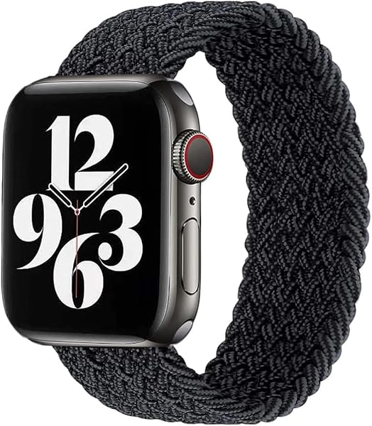 コンパチブル Apple Watch バンド ブレイデッドソロループ 編組バンド スポーツバンド 交換ベルト 柔らかいシリコーン糸混紡リサイクルヤーン素材 耐衝撃 防汗 Series Ultra2/Ultra/SE2/SE/10/9/8/7/6/5/4/3/2/1 ブラックグレー 38mm/40mm/41mm-M - 1
