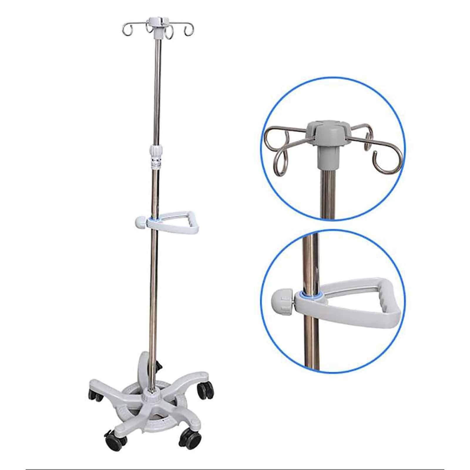 Soporte para gotero intravenoso, Soporte telescópico para infusión, Soporte de irrigación de Acero Inoxidable con reposabrazos de Altura Ajustable