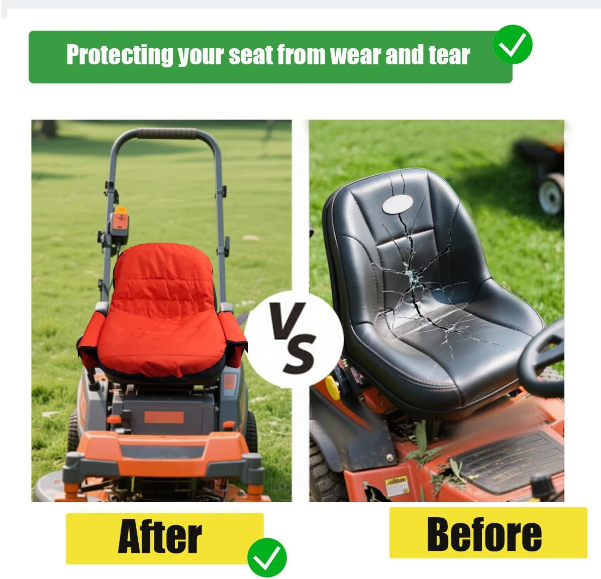 𝙐𝙥𝙜𝙧𝙖𝙙𝙚𝙙 Riding Lawn Mower Seat Cover, Tractor Seat Cover,Compatible with Kubota,Craftsman,Cub Cadet, John Deere, Husqvarna,with Drink Pouch (Medium)