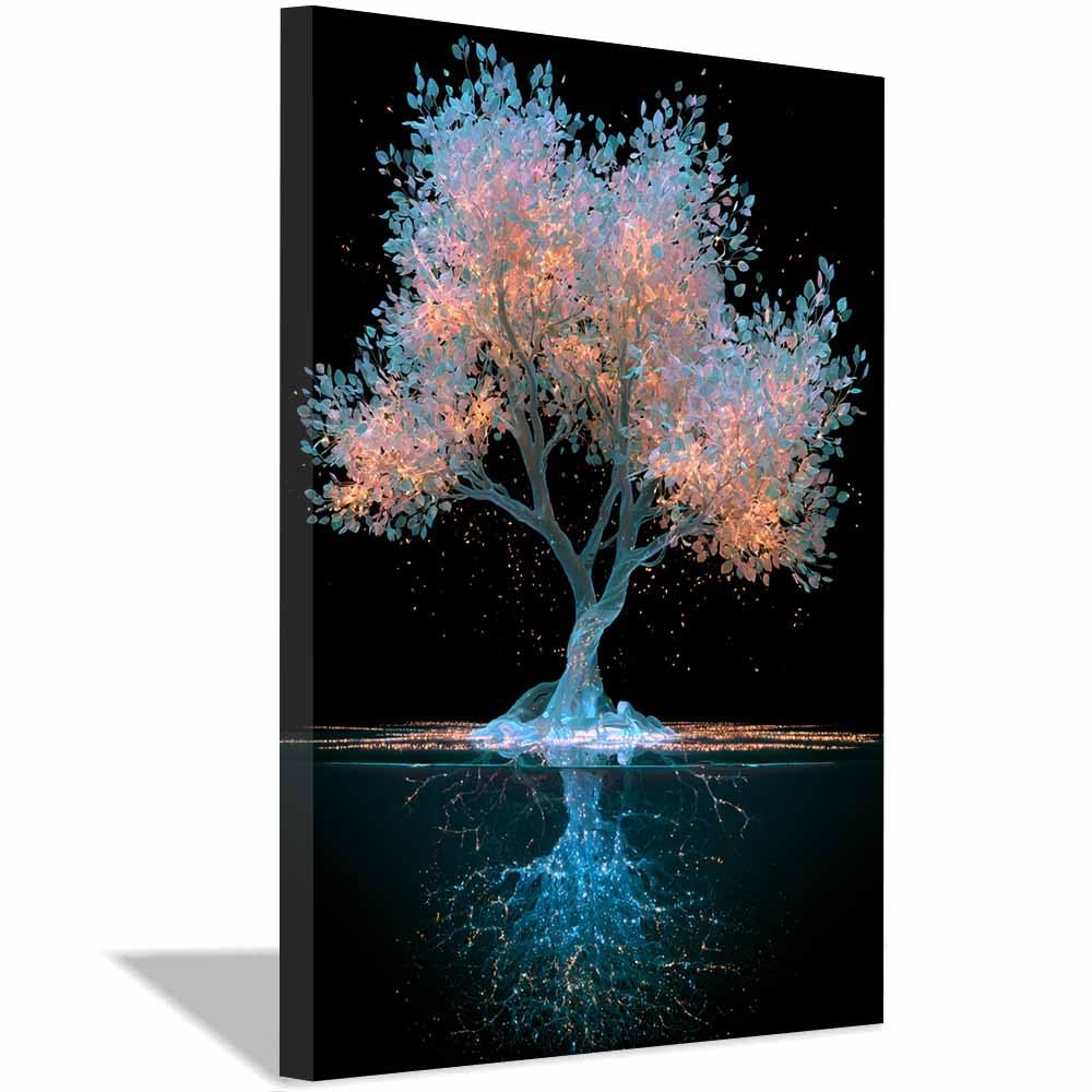 HOQIU Tree Of Life Wall Art Vintage fruit tree canvas prints, nature wall art, for Bathroom Home Office Decor(Multicolor)-60x80cm Framed