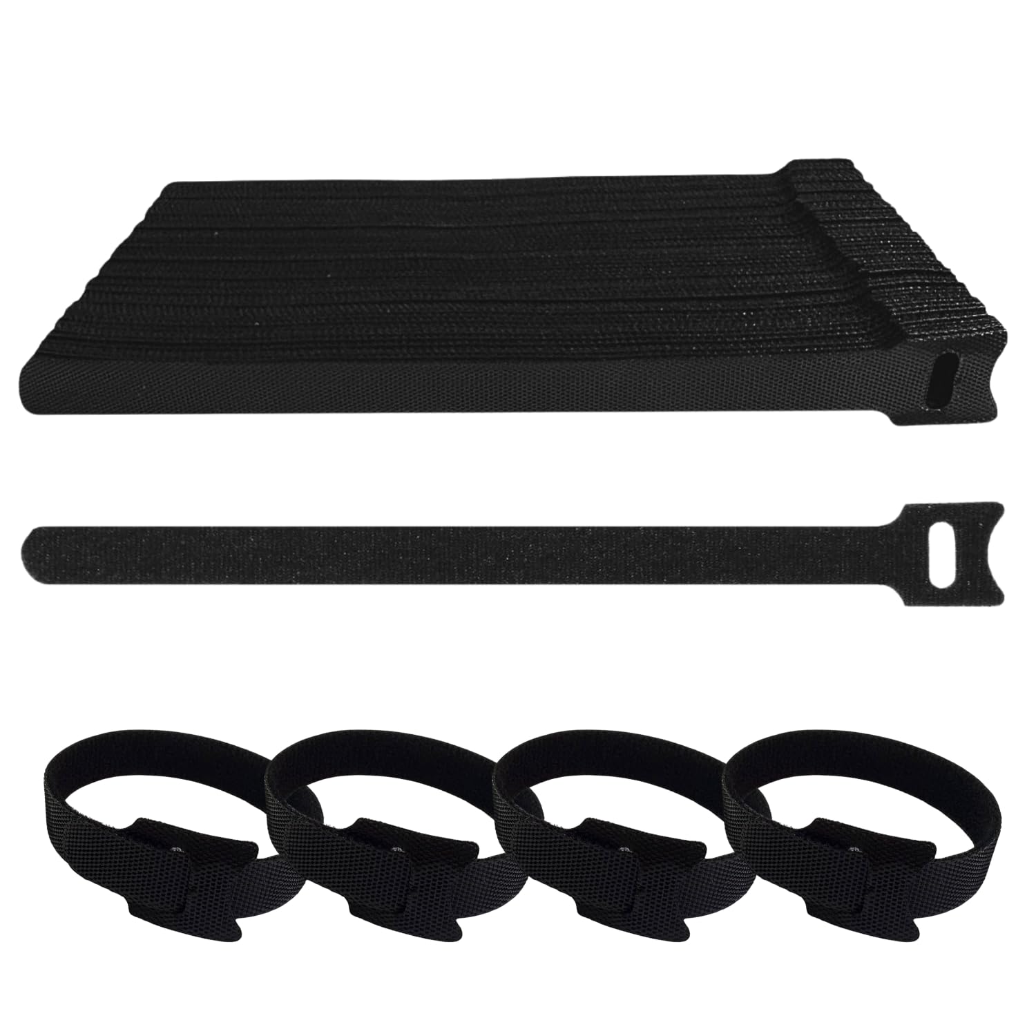 Beadnova - 60 bridas reutilizables para cables con correas ajustables, de microfibra, de 8 pulgadas (negro, amarillo, azul, verde, rojo, blanco)