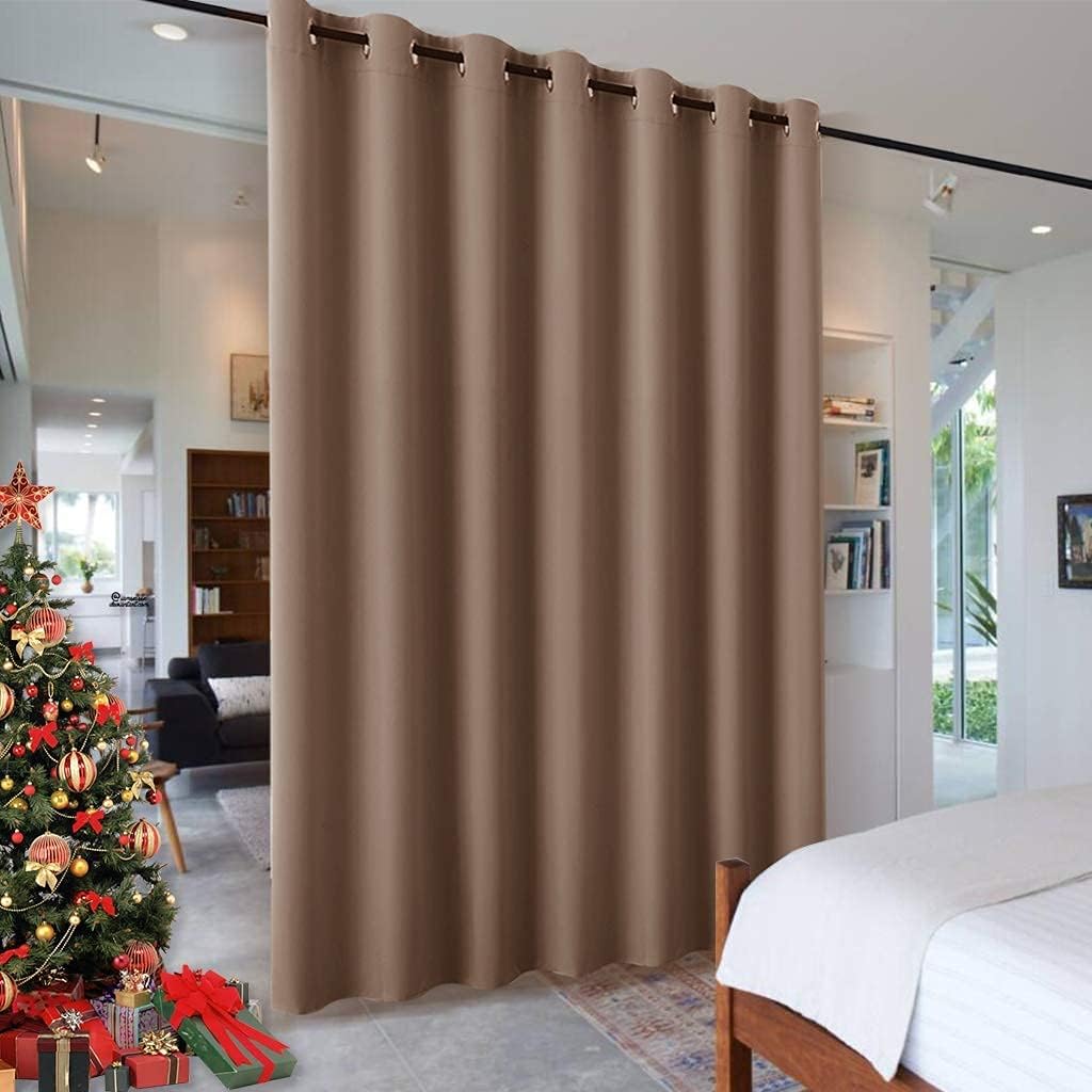 LITTLE BIRD Blackout Curtains Portable Privacy Window Treatment Panels for Living Room Bedroom Patio Door Taupe(Wide 72 Inch by 96 Inch Long-1 Panel)